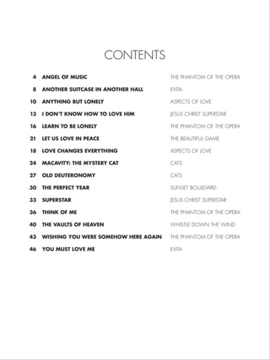 Andrew Lloyd Webber Piano Songbook Piano Solo scores gallery preview page 2