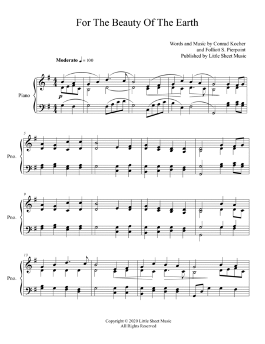 For The Beauty Of The Earth Piano Solo scores gallery preview page 2