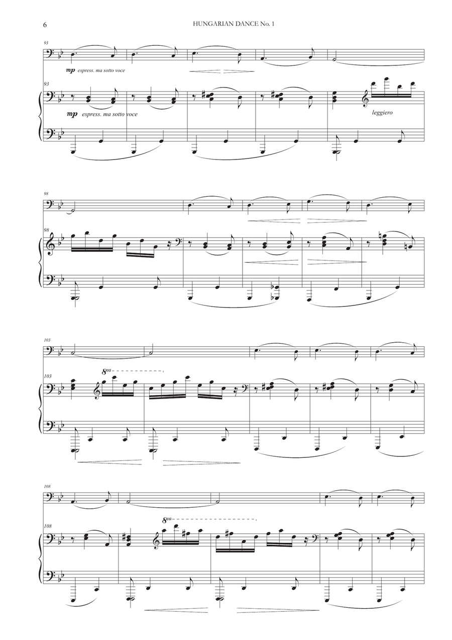 Hungarian Dance No. 1 for Cello and Piano Piano scores gallery preview page 6