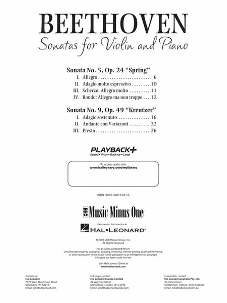 Beethoven – Two Sonatas for Violin and Piano Violin Solo scores gallery preview page 3