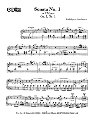 Book cover for Sonata No. 1 In F Minor, Op. 2, No. 1