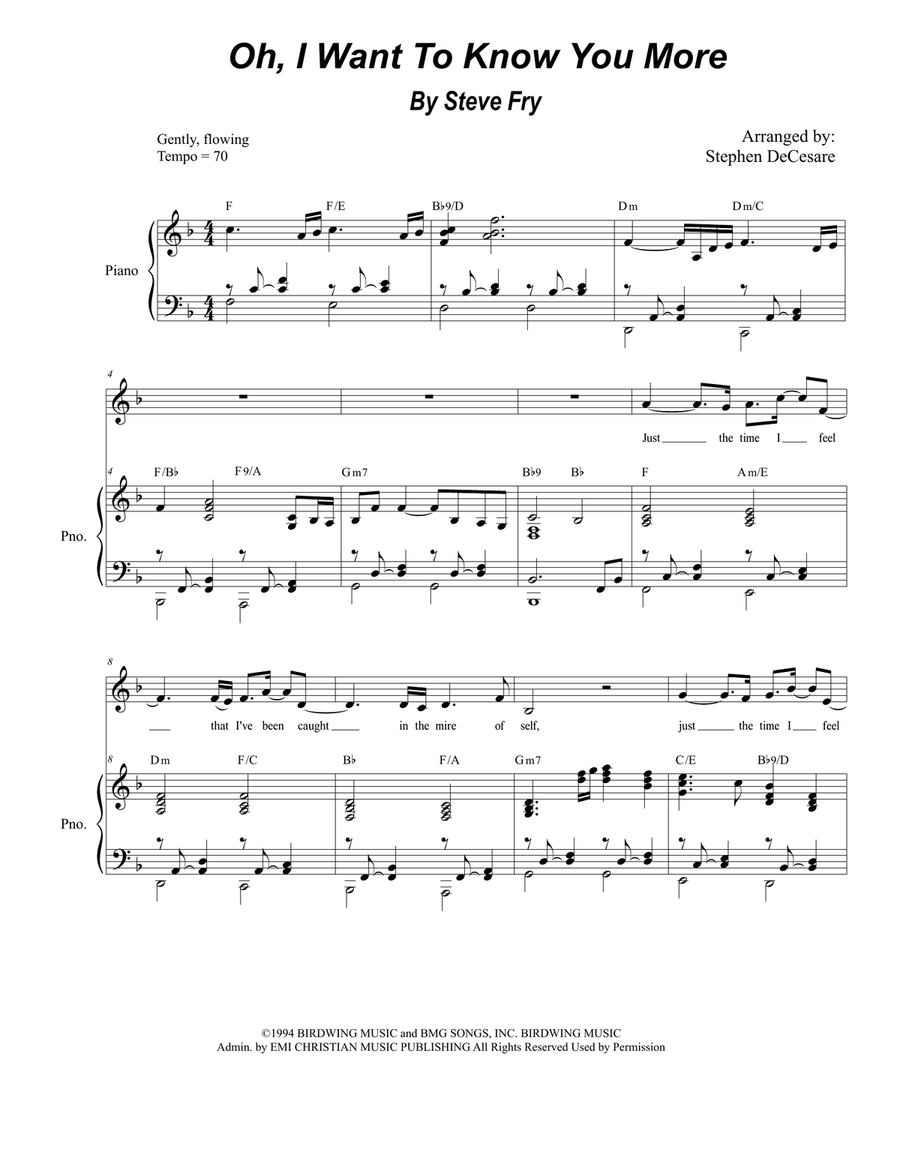 Oh, I Want To Know You More Medium Voice scores gallery preview page 1