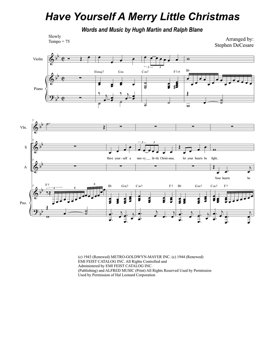 Have Yourself A Merry Little Christmas from MEET ME IN ST. LOUIS Piano scores gallery preview page 1