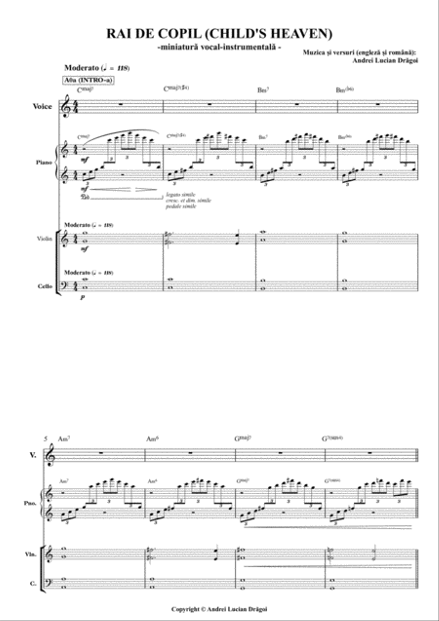 Rai de copil (Child's heaven) - miniatura vocal-instrumentala Piano Trio scores gallery preview page 2