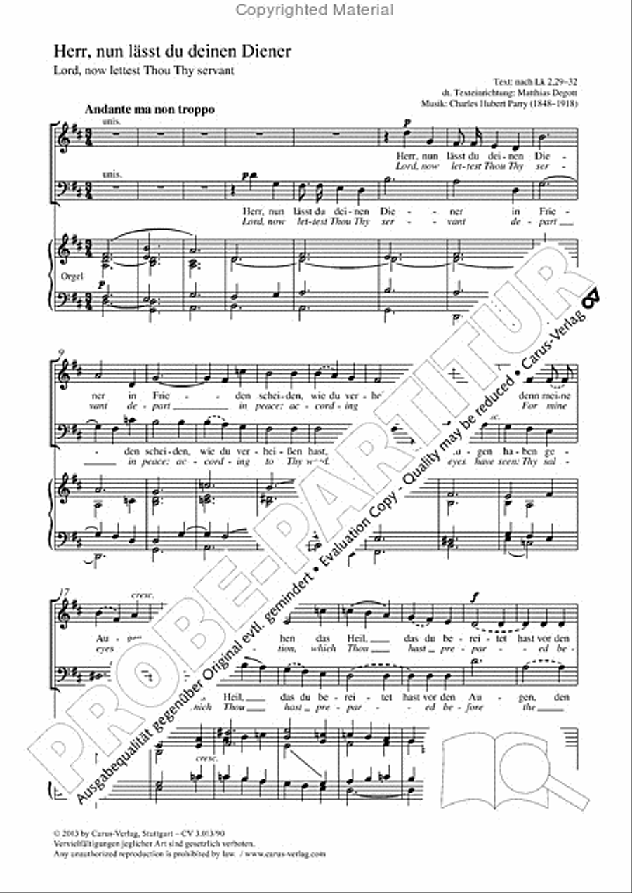 Lord, now lettest thou thy servant 4-Part scores gallery preview page 2