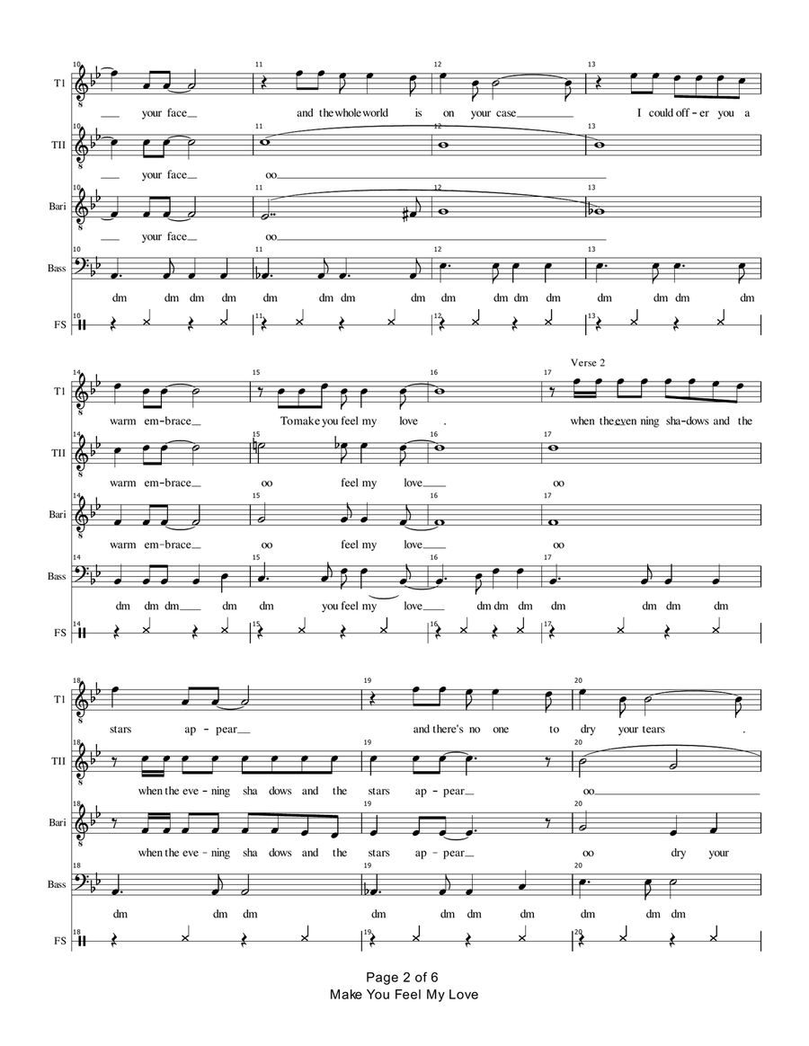 Make You Feel My Love TTBB scores gallery preview page 2