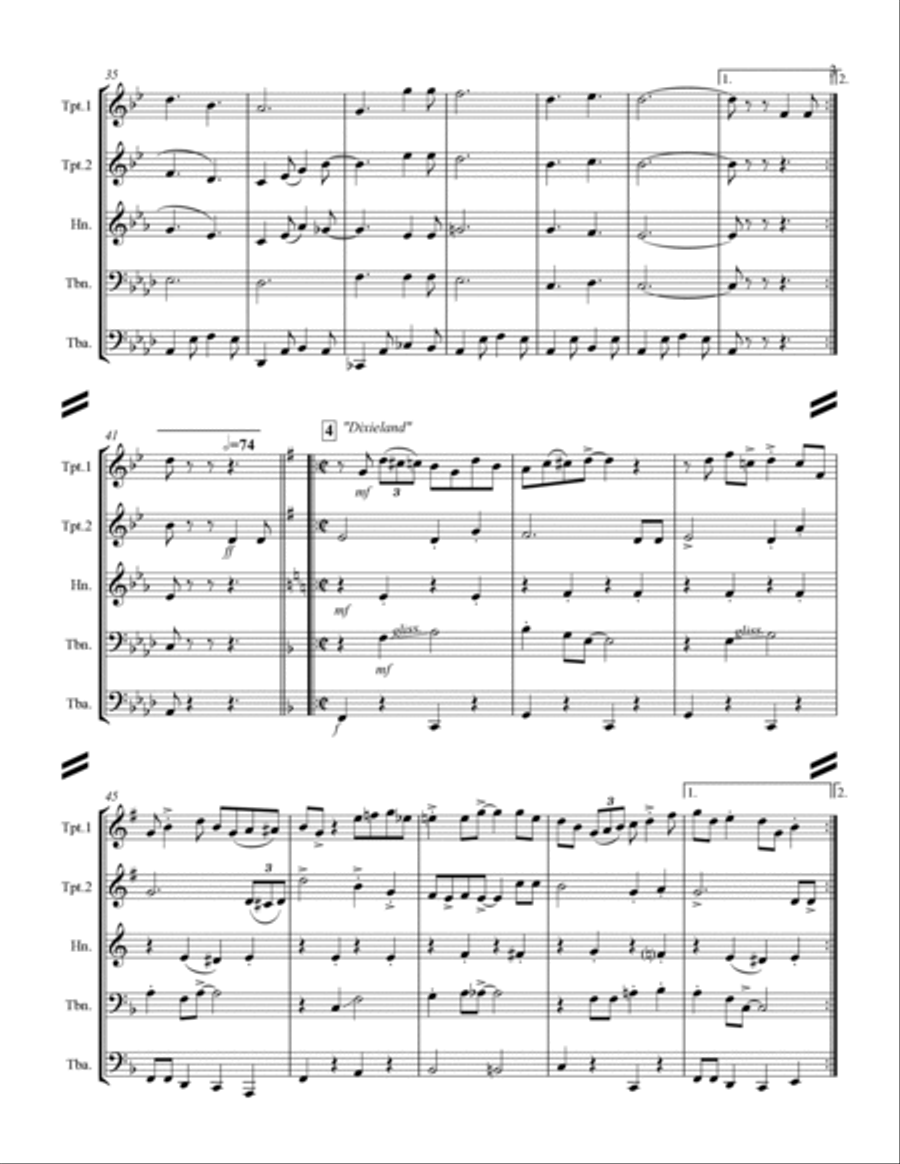 Happy Birthday and Stylistic Variations (for Brass Quintet) Brass Quintet scores gallery preview page 4