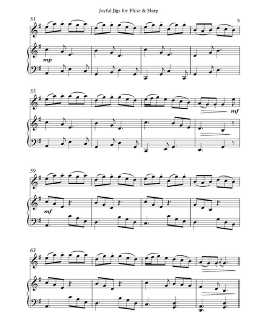 Joyful Jigs, Duet for Flute and Harp Flute scores gallery preview page 5