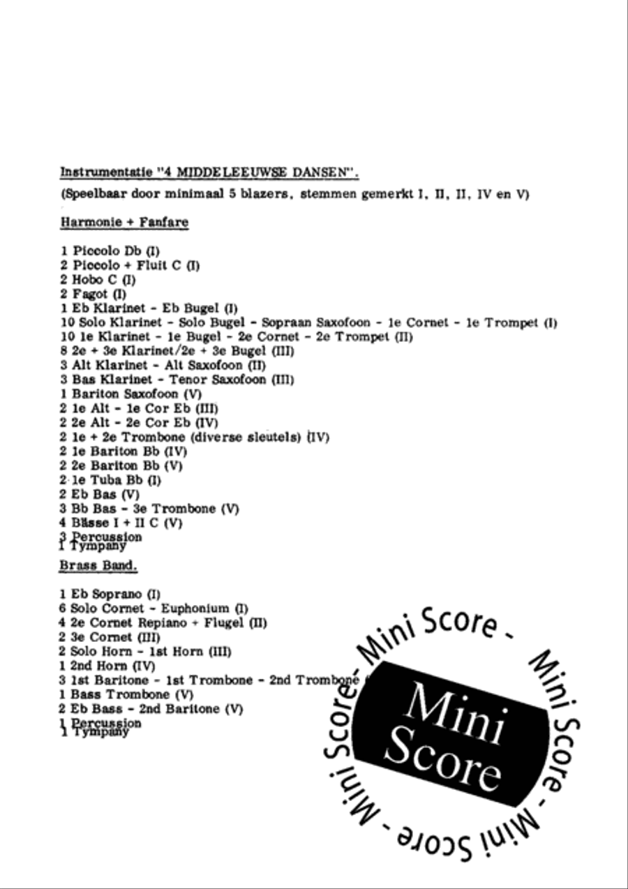 Vier Middeleeuwse Dansen Vier Middeleeuwse Dansen Fanfare Band scores gallery preview page 3