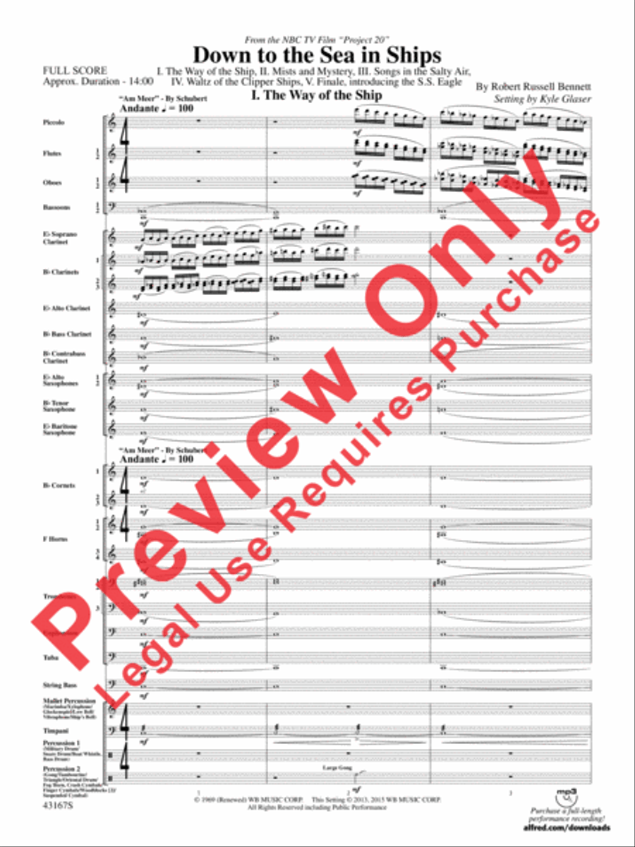 Down to the Sea in Ships (from the NBC TV Film Project 20) Concert Band scores gallery preview page 4