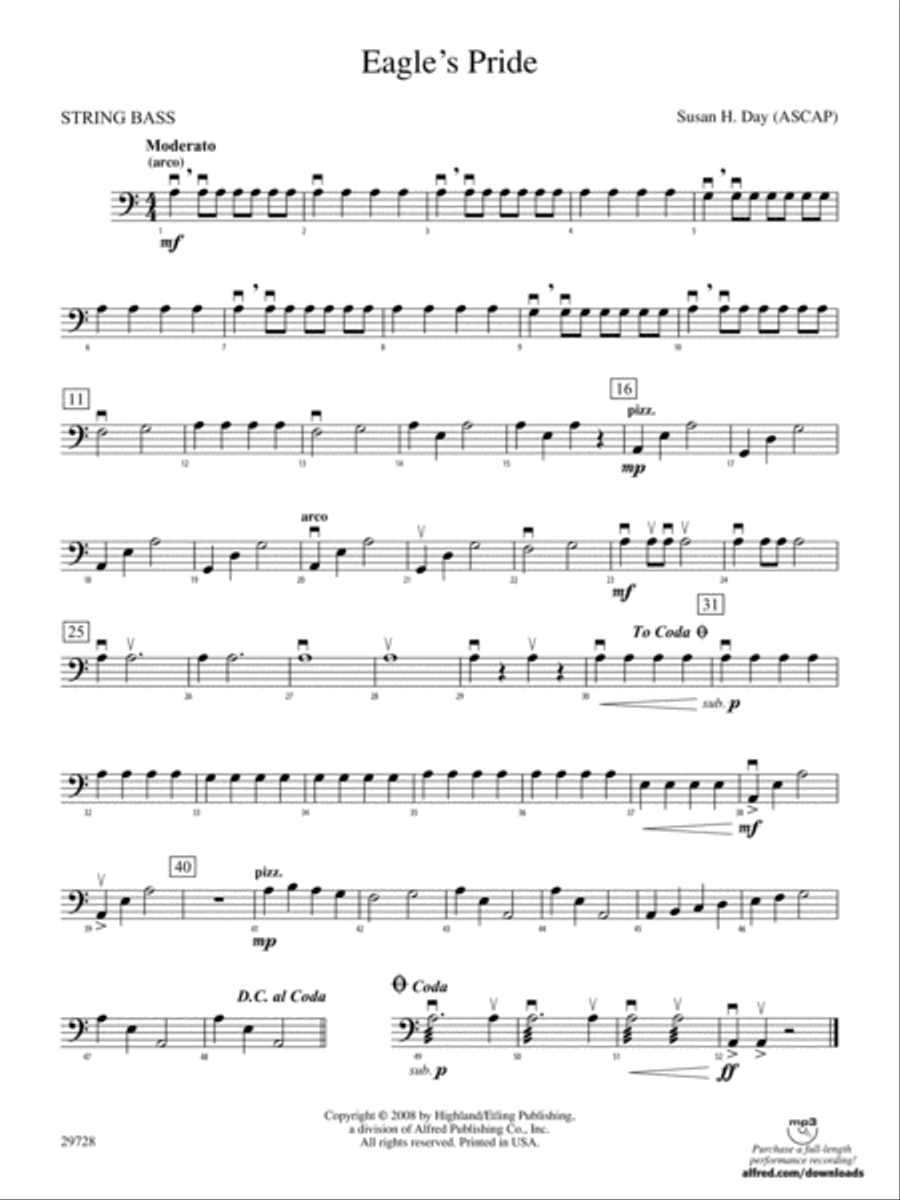 Eagle's Pride: String Bass String Orchestra scores gallery preview page 1