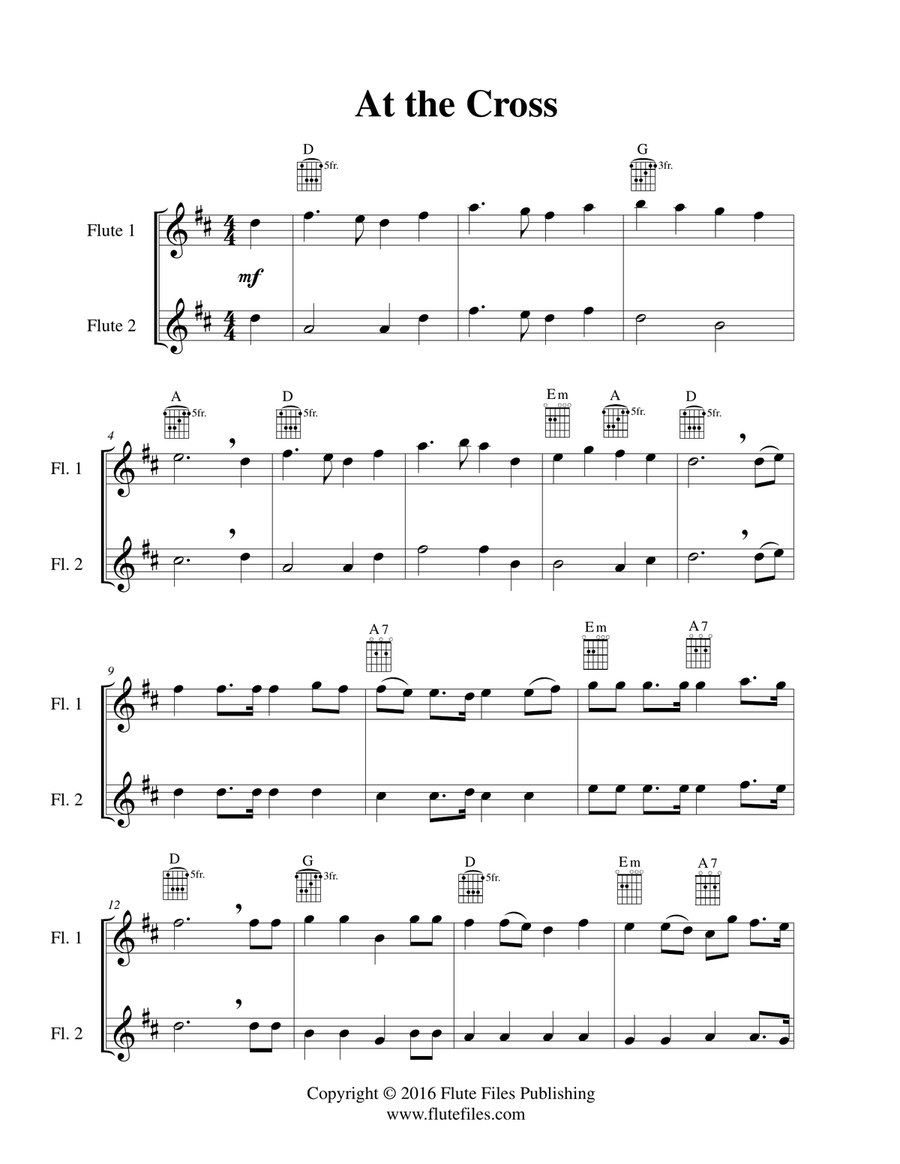 At the Cross - Flute Duet with Guitar Chords Flute Duet scores gallery preview page 3