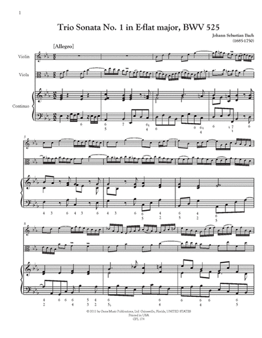 Six Trio Sonatas, BWV 525-530 (version for violin, viola and continuo)