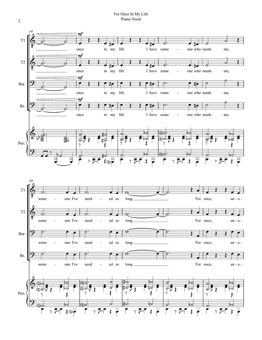 For Once In My Life TTBB scores gallery preview page 2