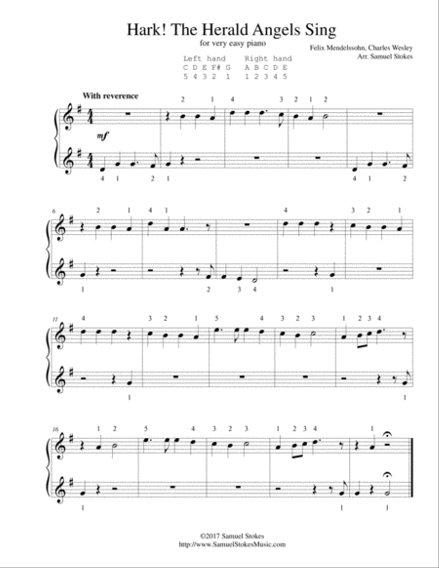 Hark! The Herald Angels Sing - for very easy piano Easy Piano scores gallery preview page 1