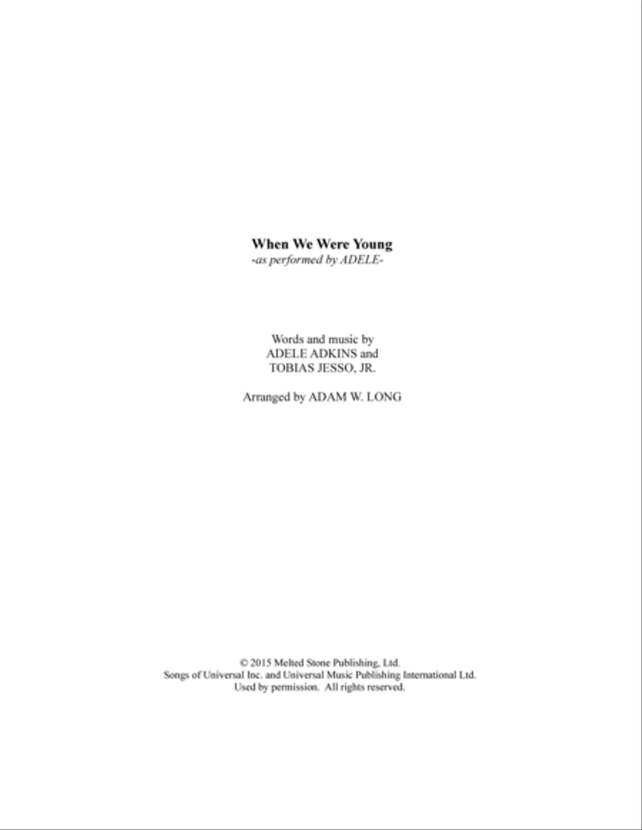 When We Were Young Piano, Vocal, Guitar scores gallery preview page 1