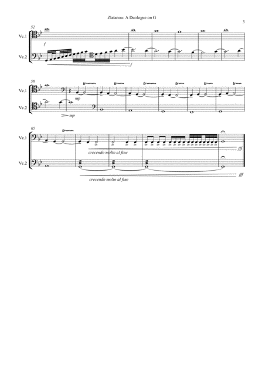 A DUOLOGUE ON G, for 2 violloncellos String Duet scores gallery preview page 3