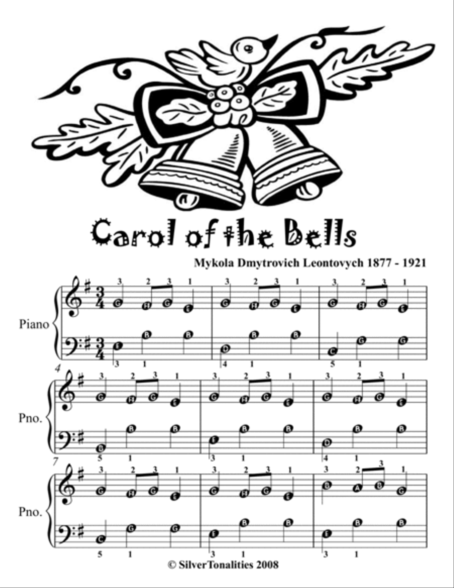 Carol of the Bells Easy Piano Sheet Music 2nd Edition Easy Piano scores gallery preview page 2