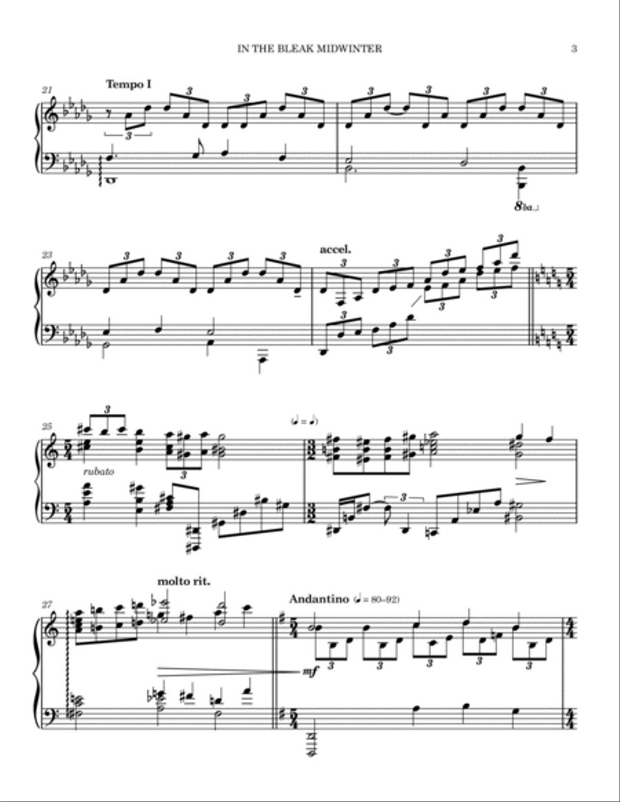 In The Bleak Midwinter (piano solo) Piano Solo scores gallery preview page 3