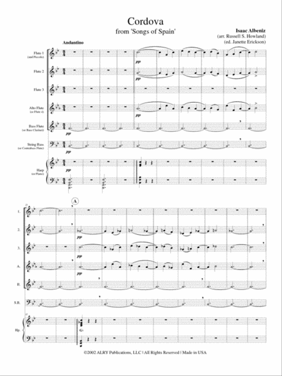 Cordova from 'Songs of Spain' for Flute Choir Flute Choir scores gallery preview page 2