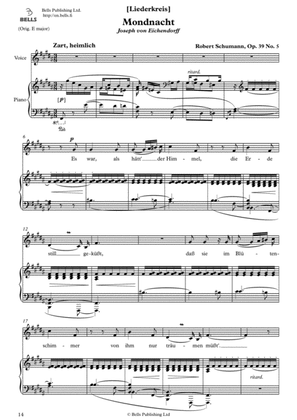 Mondnacht, Op. 39 No. 5 (B Major)