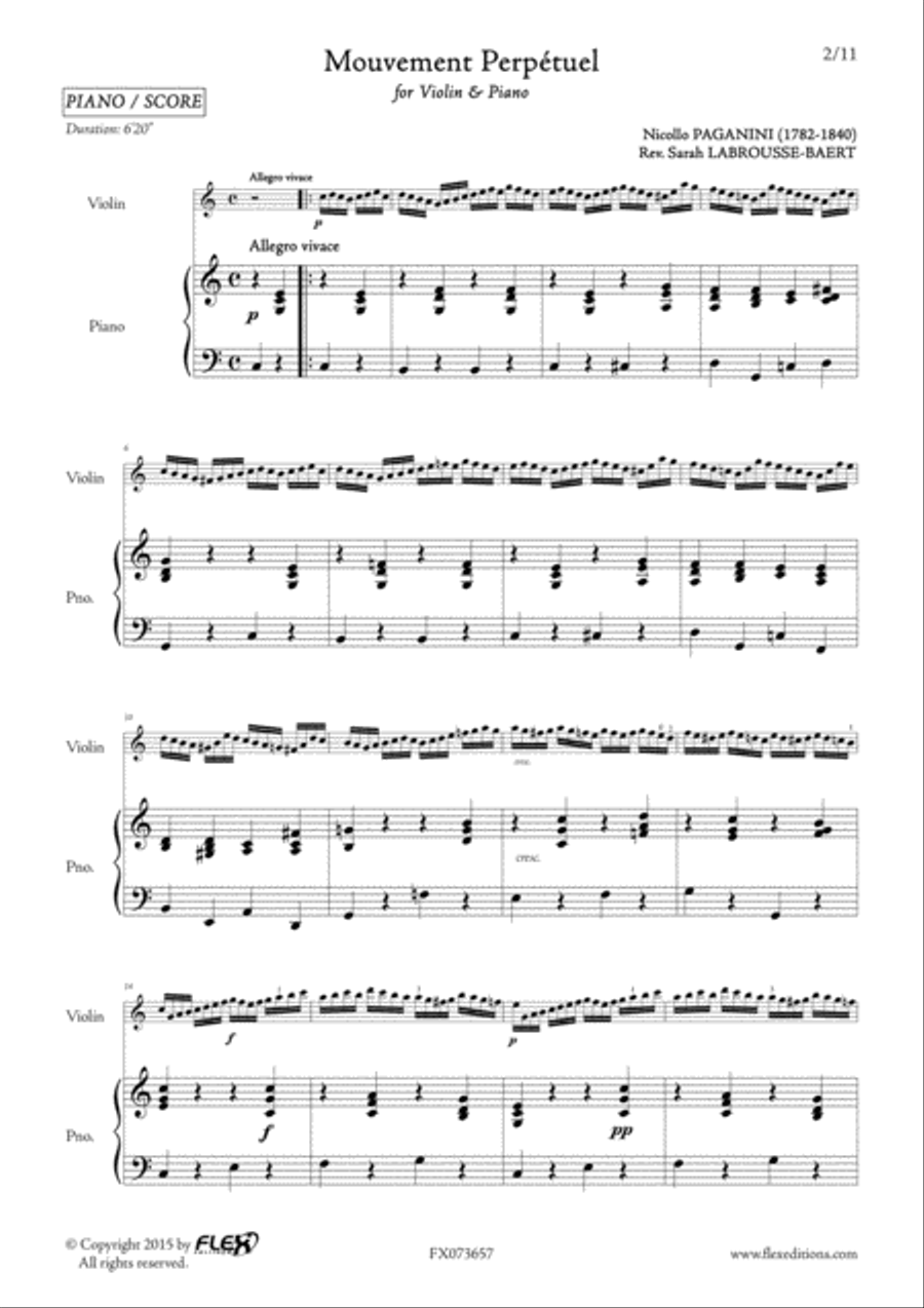 Mouvement Perpetuel Violin Solo scores gallery preview page 2