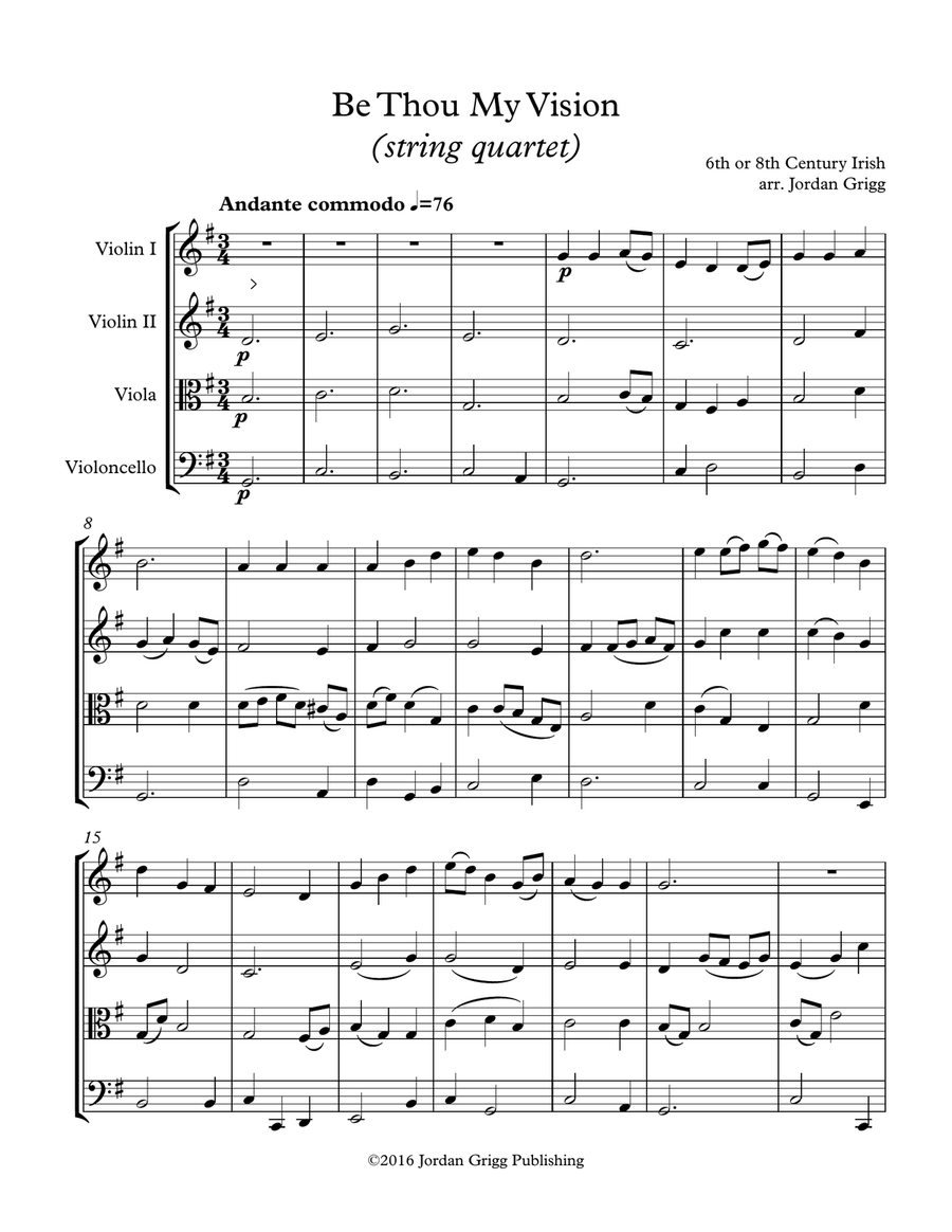 Be Thou My Vision (string quartet) String Quartet scores gallery preview page 1