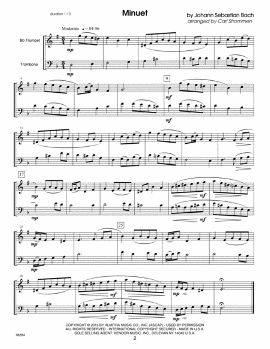 30 Melodious Duets -Trumpet & Trombone Brass Duet scores gallery preview page 3