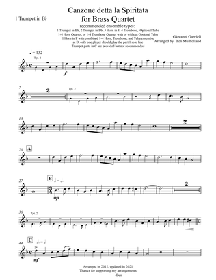 Canzon I 'La Spiritata' for Brass Quartets and Brass Ensemble