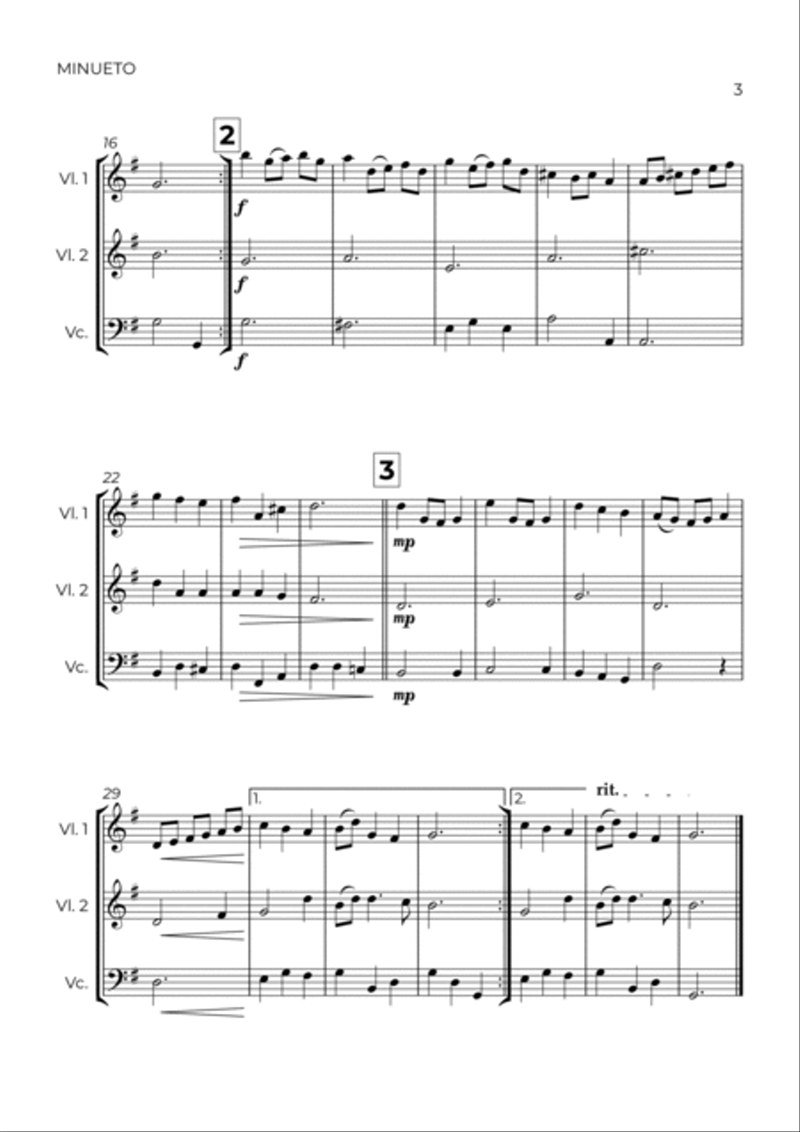MINUETO - BACH - STRING TRIO (VIOLIN 1, VIOLIN 2 & CELLO)