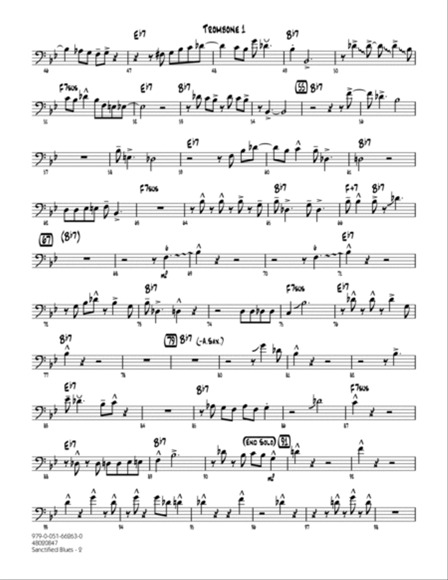Sanctified Blues (Family) - Trombone 1 Jazz Ensemble scores gallery preview page 2
