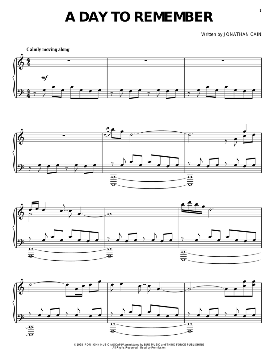 A Day To Remember A Day To Remember Piano Solo scores gallery preview page 1