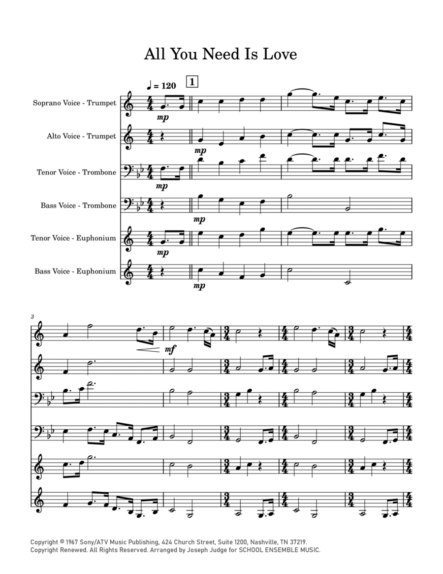 All You Need Is Love All You Need Is Love Chamber Music scores gallery preview page 1