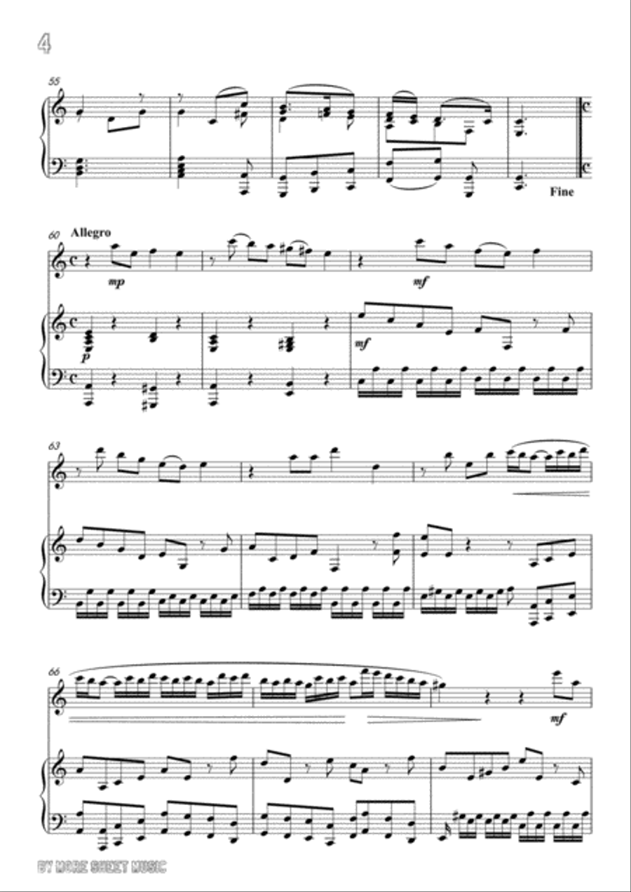 Handel-E pur così in un giorno...Piangerò la sorte mia,for Violin and Piano Violin Solo scores gallery preview page 6
