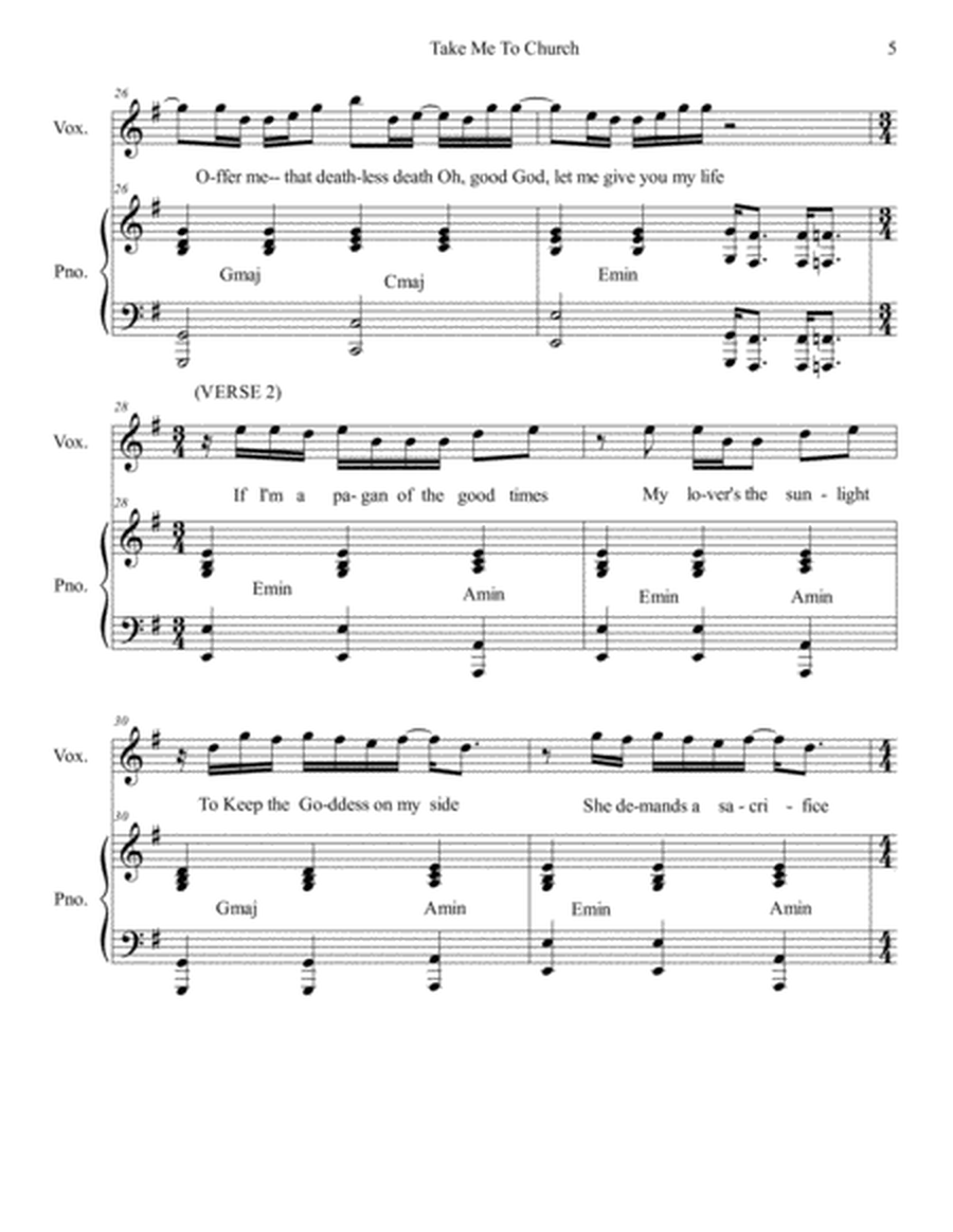 Take Me To Church (Piano + Vocal)
