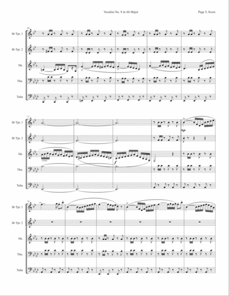 Vocalise No. 9 in Ab Major from 12 Vocalises for Mezzo Soprano Horn scores gallery preview page 5