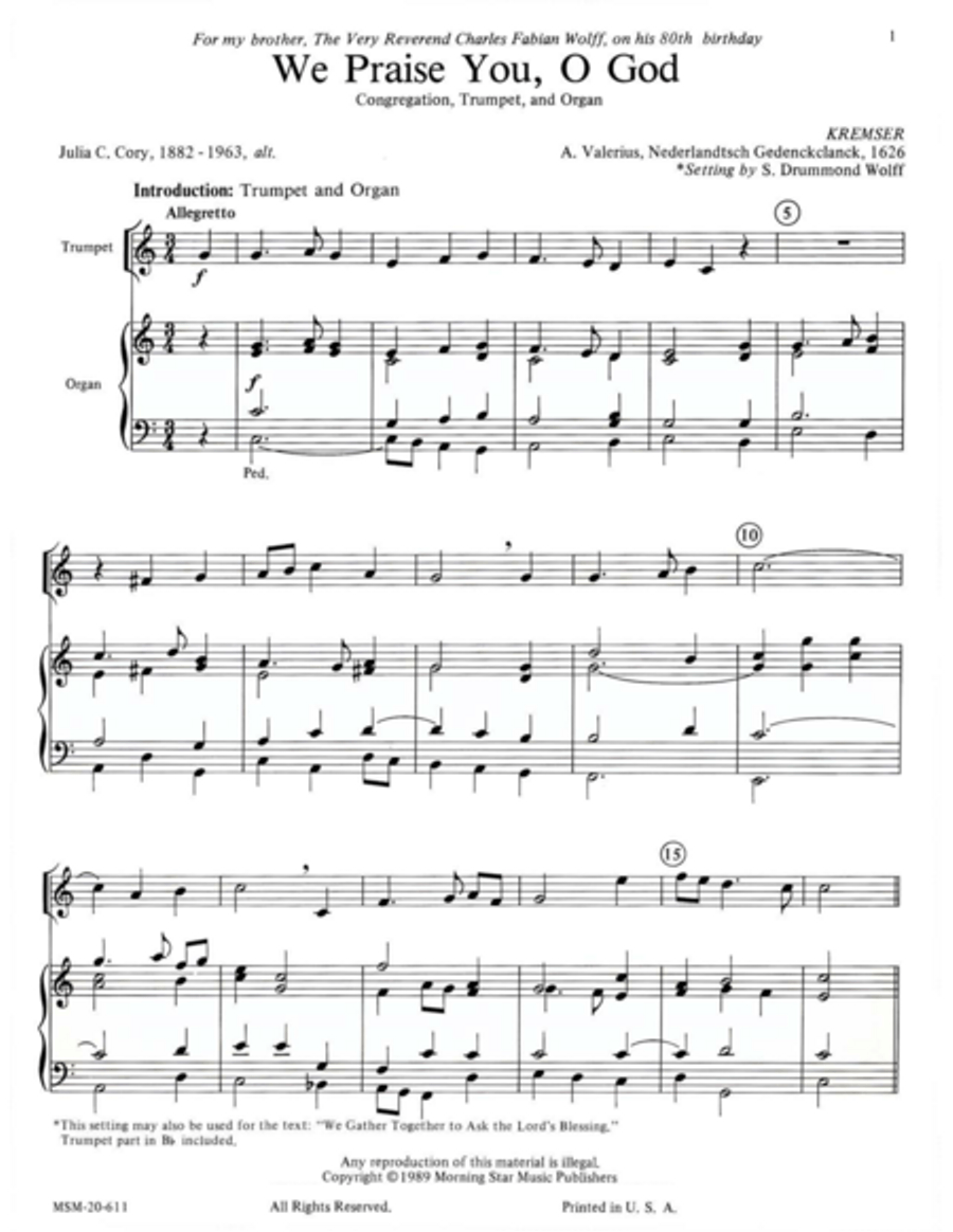 We Praise You, O God (Kremser) Choir scores gallery preview page 1