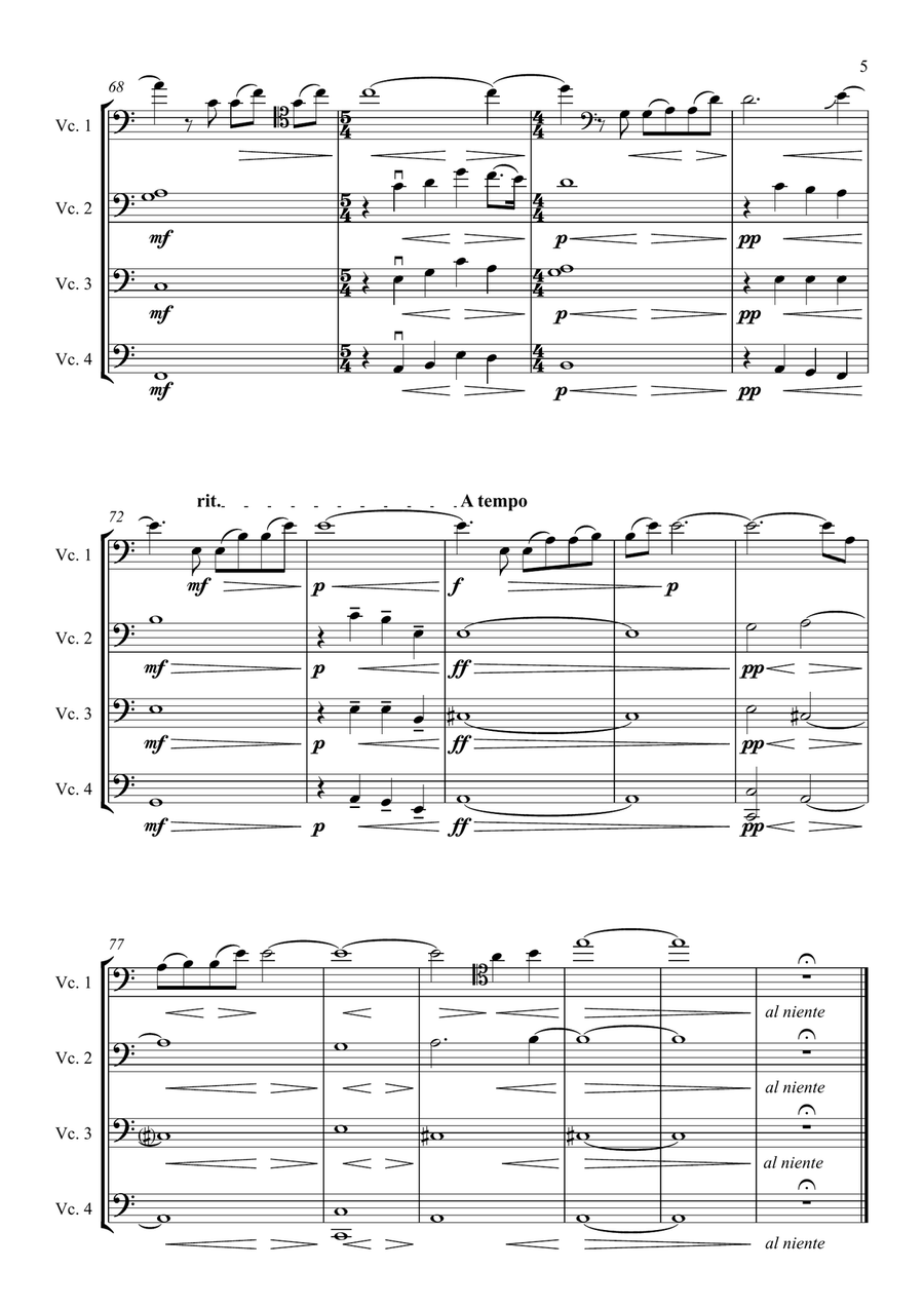 Koral & Vocalise for cello quartet String Quartet scores gallery preview page 5