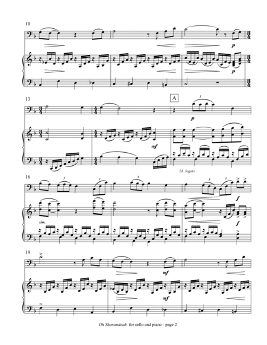 Oh Shenandoah (for cello and piano) Piano scores gallery preview page 4