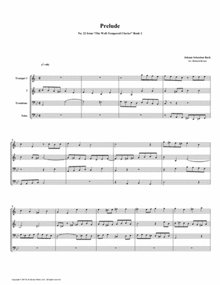 Prelude 22 from Well-Tempered Clavier, Book 2 (Brass Quartet)
