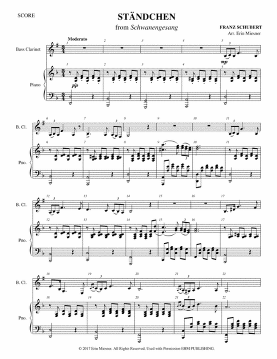 Ständchen from Schwanengesang for Bass Clarinet and Piano