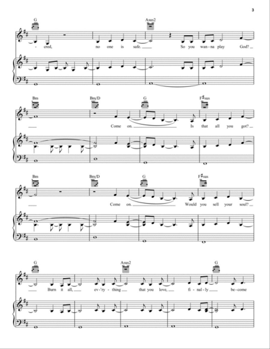 Kingdom Of One (from For the Throne: Music Inspired by Game of Thrones) Piano, Vocal, Guitar scores gallery preview page 3