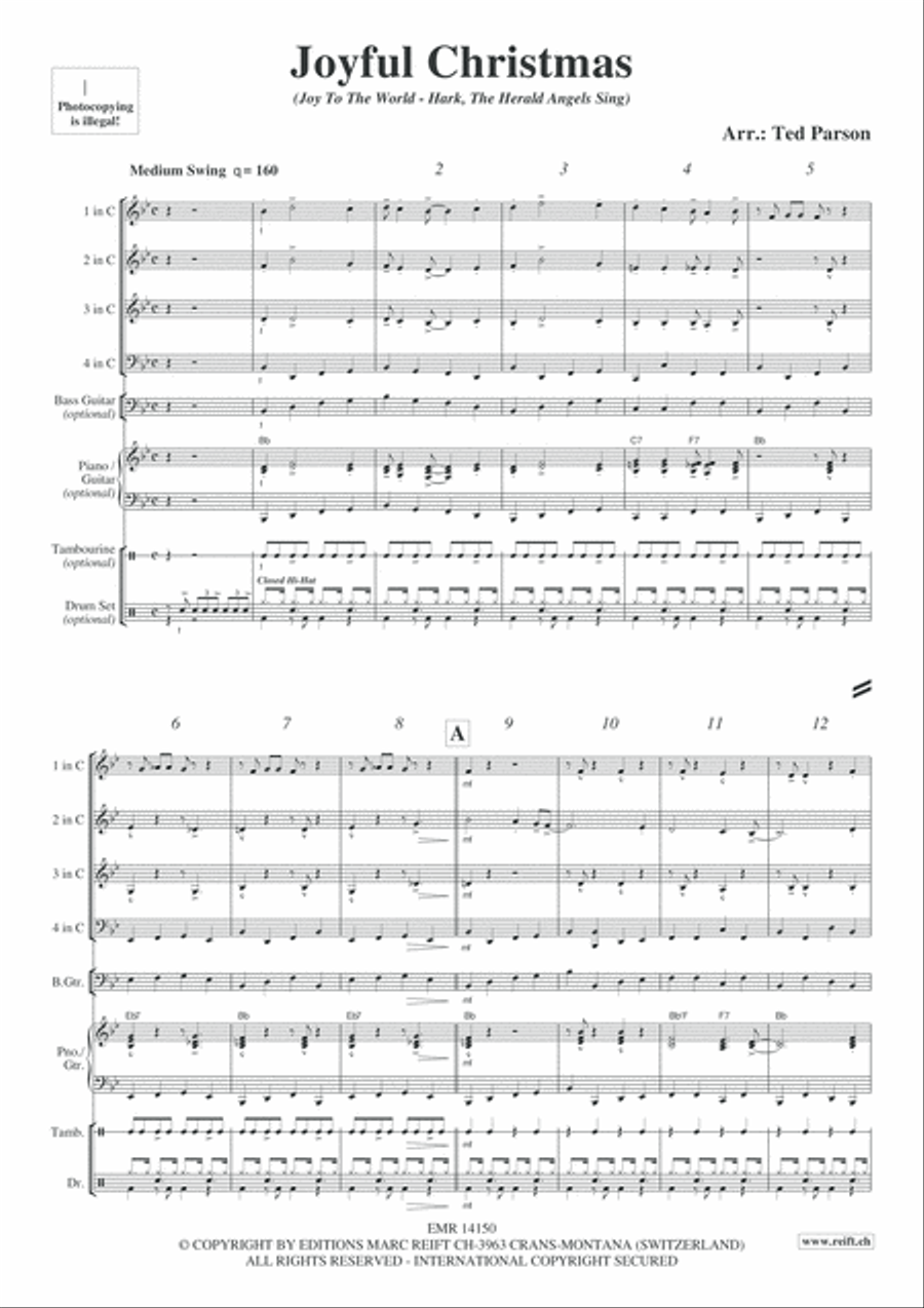 Joyful Christmas Woodwind Quartet scores gallery preview page 4