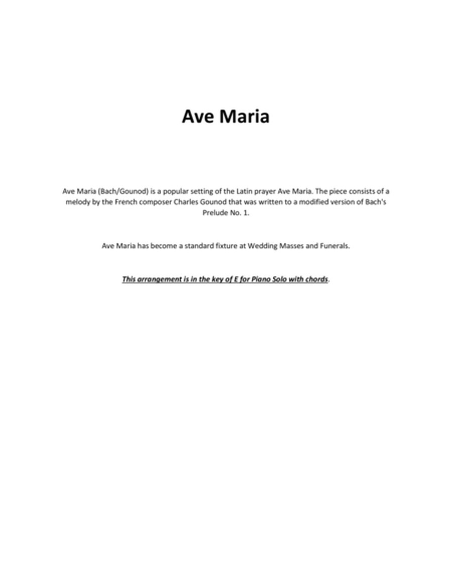 Ave Maria for Piano in E image number null