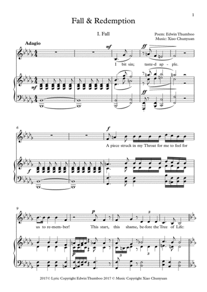 Fall & Redemption 1. Fall Arranged For Low Voice With Piano image number null