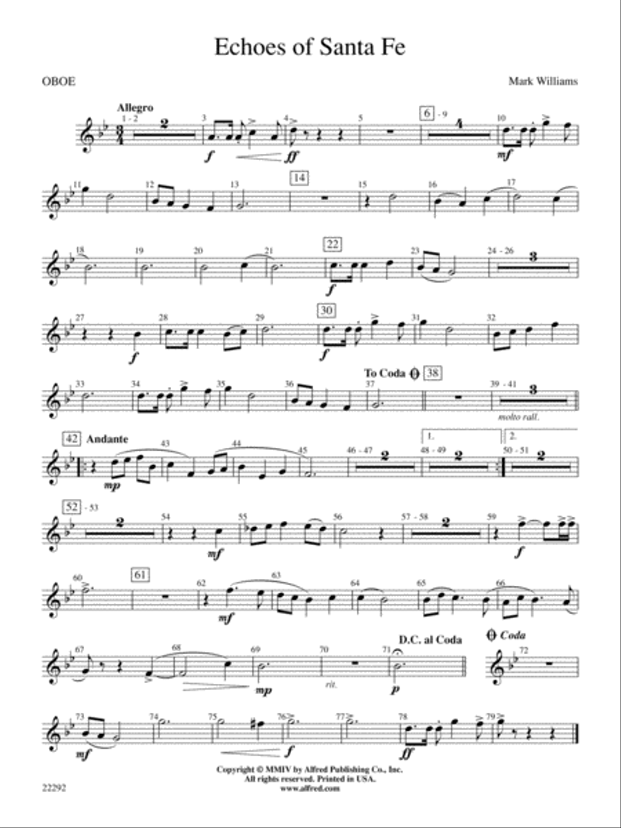 Echoes of Santa Fe: Oboe Concert Band scores gallery preview page 1