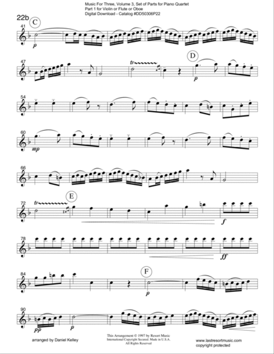Alleluia from Exsultate, Jubilate K. 165 for Piano Quartet Small Ensemble scores gallery preview page 2
