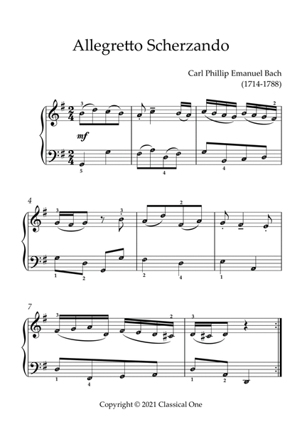 Bach, C.P.E. - Allegretto Scherzando(With Note name)