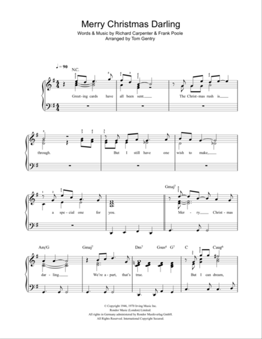Merry Christmas Darling Merry Christmas Darling Easy Piano scores gallery preview page 1