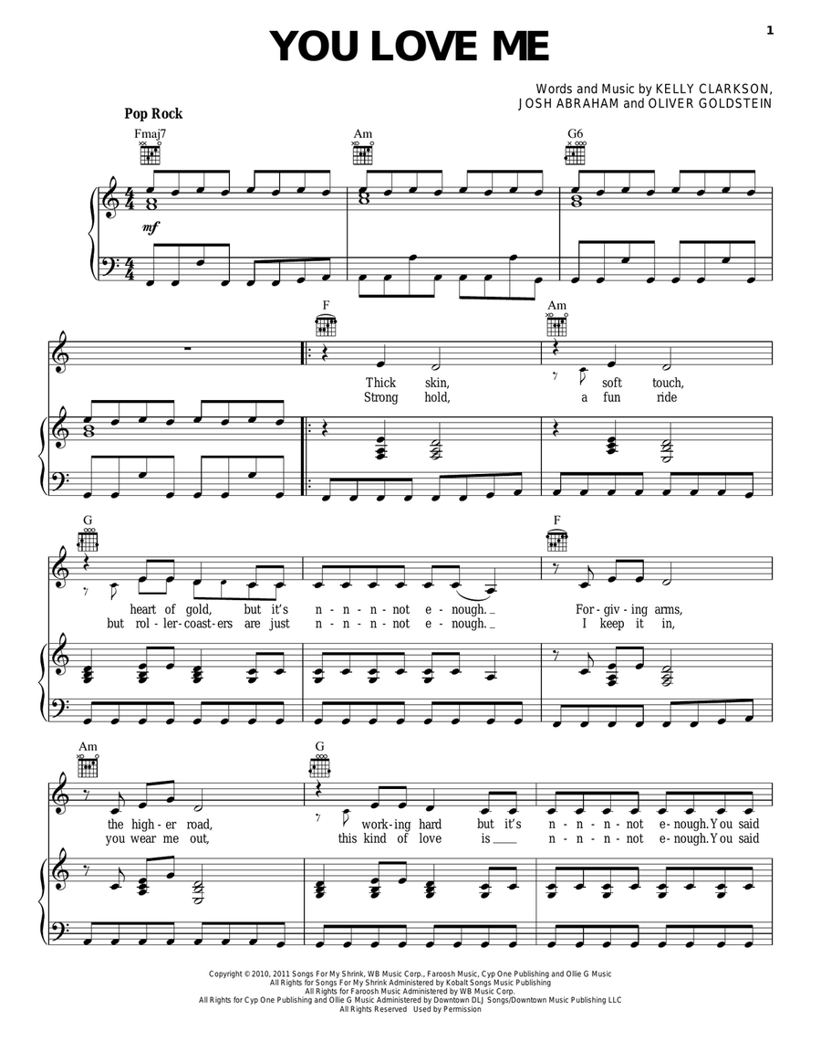 You Love Me Piano, Vocal, Guitar scores gallery preview page 1